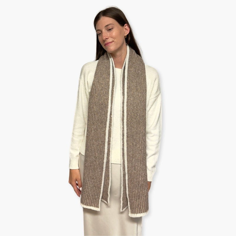Humble Hilo Knitted Soft Scarf, Fine Knitted with White Trim