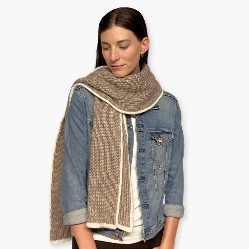 Humble Hilo Knitted Soft Scarf, Fine Knitted with White Trim