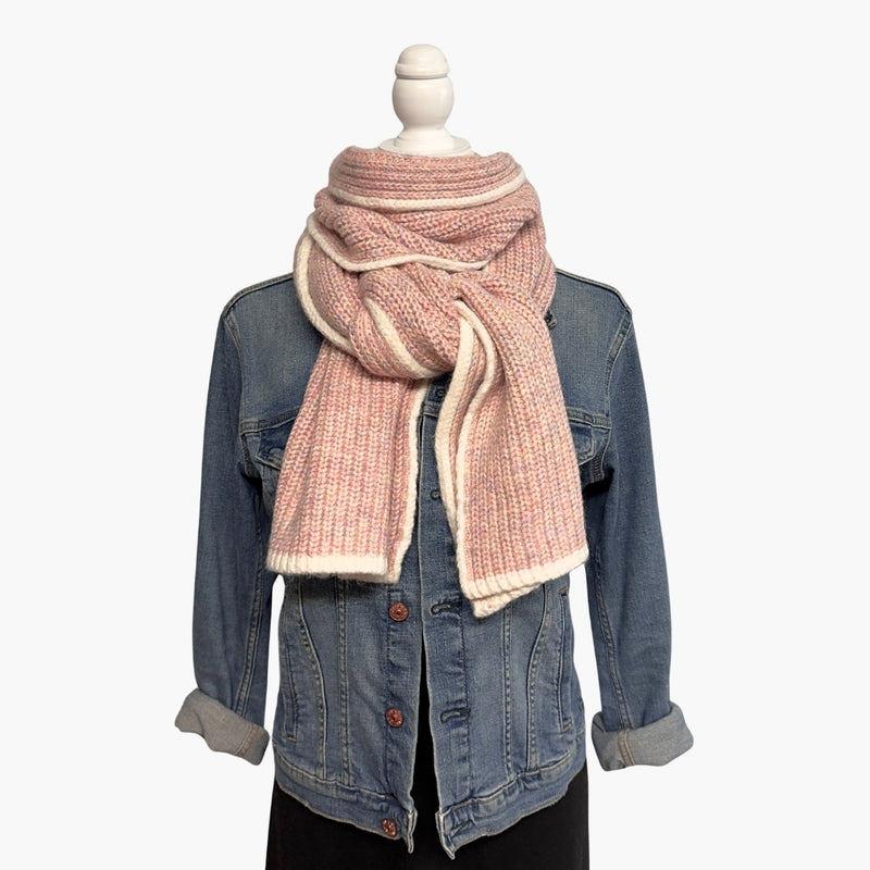 Humble Hilo Knitted Soft Scarf, Fine Knitted with White Trim