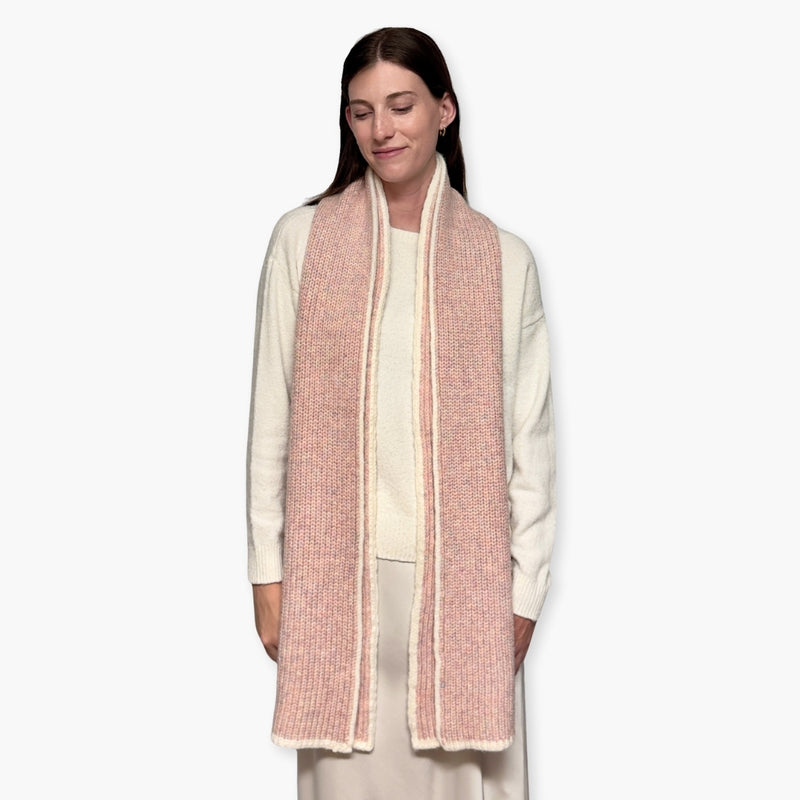 Humble Hilo Knitted Soft Scarf, Fine Knitted with White Trim