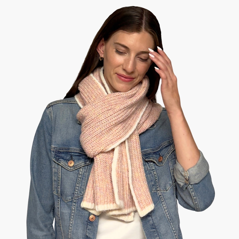 Humble Hilo Knitted Soft Scarf, Fine Knitted with White Trim