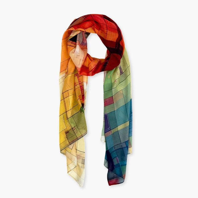 Humble Hilo Soft Sustainable Art Scarf, Geometric Abstract