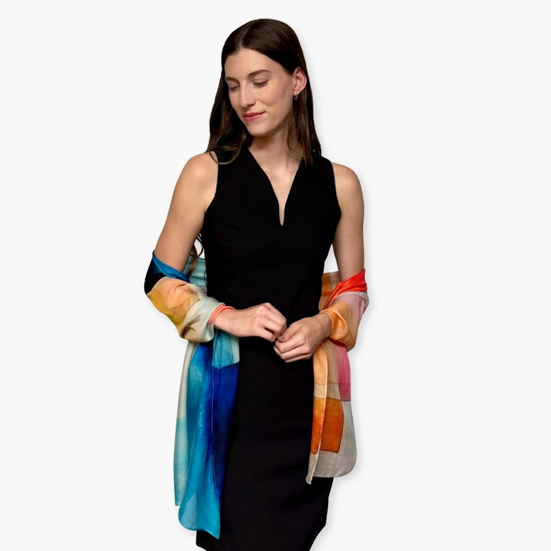 Humble Hilo Soft Sustainable Art Scarf, Geometric Abstract