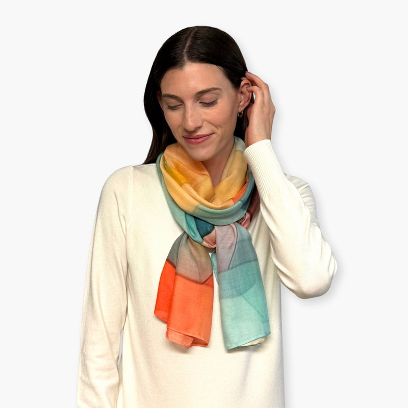 Humble Hilo Soft Sustainable Art Scarf, Geometric Abstract