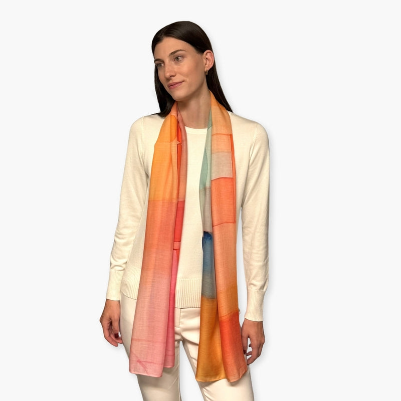 Humble Hilo Soft Sustainable Art Scarf, Geometric Abstract