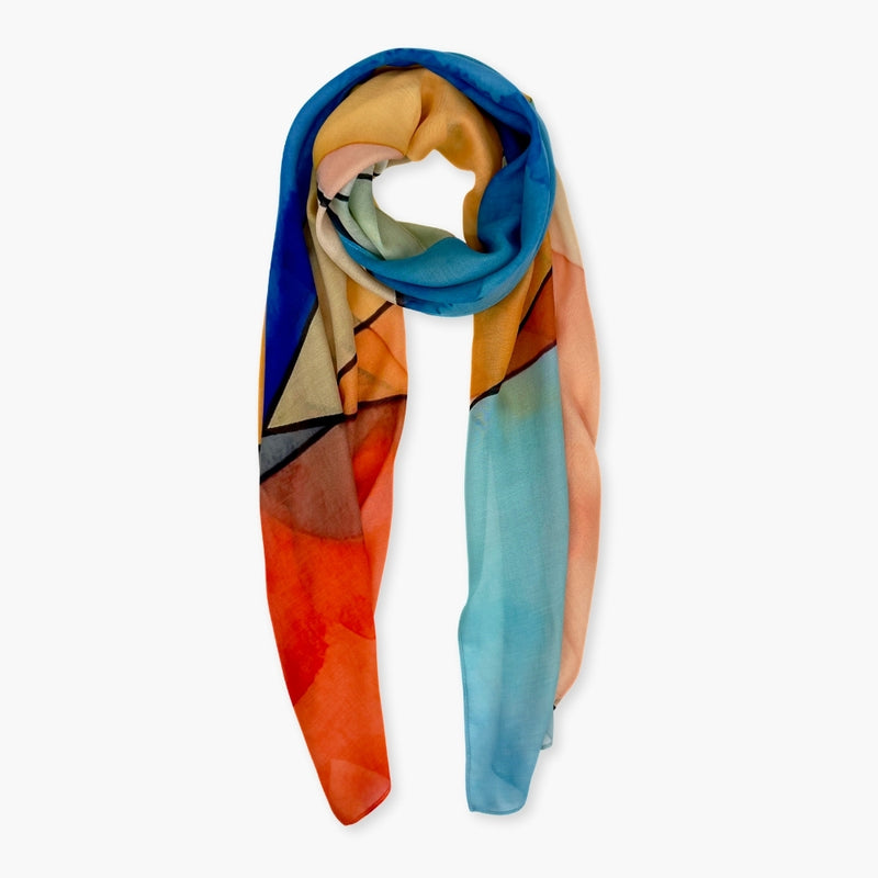 Humble Hilo Soft Sustainable Art Scarf, Geometric Abstract