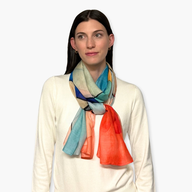 Humble Hilo Soft Sustainable Art Scarf, Geometric Abstract