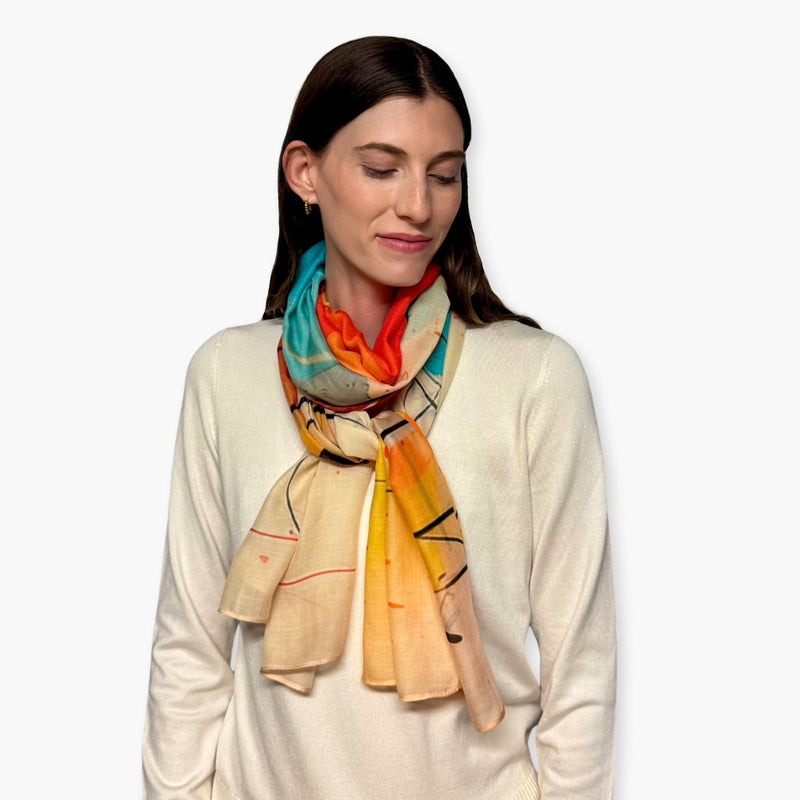 Humble Hilo Soft Sustainable Art Scarf, Geometric Abstract