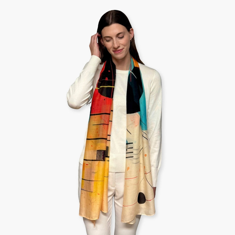 Humble Hilo Soft Sustainable Art Scarf, Geometric Abstract