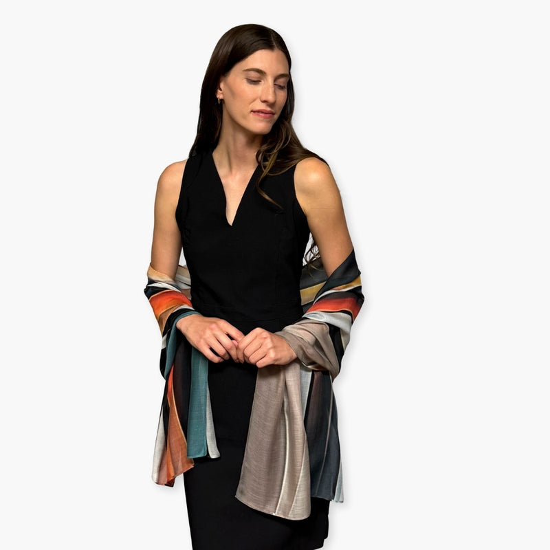 Humble Hilo Soft Sustainable Art Scarf, Expressionist Abstract