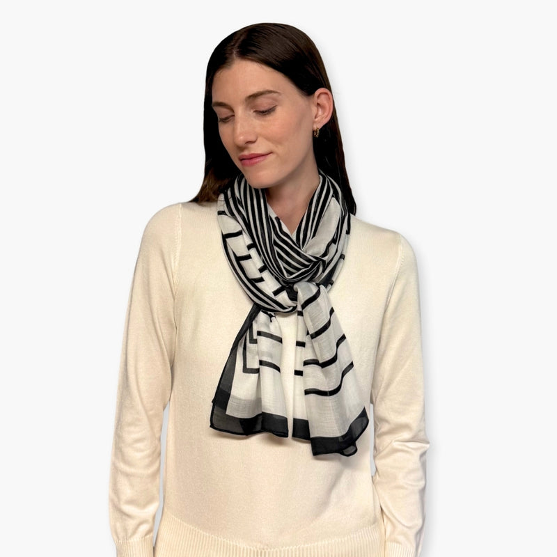 Humble Hilo Soft Sustainable Art Scarf, Optical Art