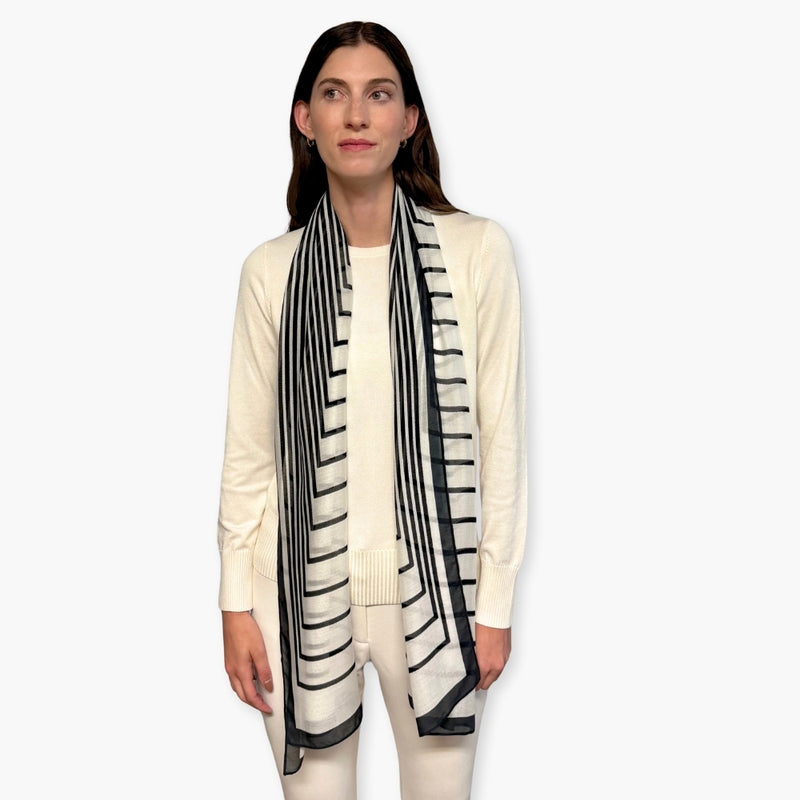 Humble Hilo Soft Sustainable Art Scarf, Optical Art