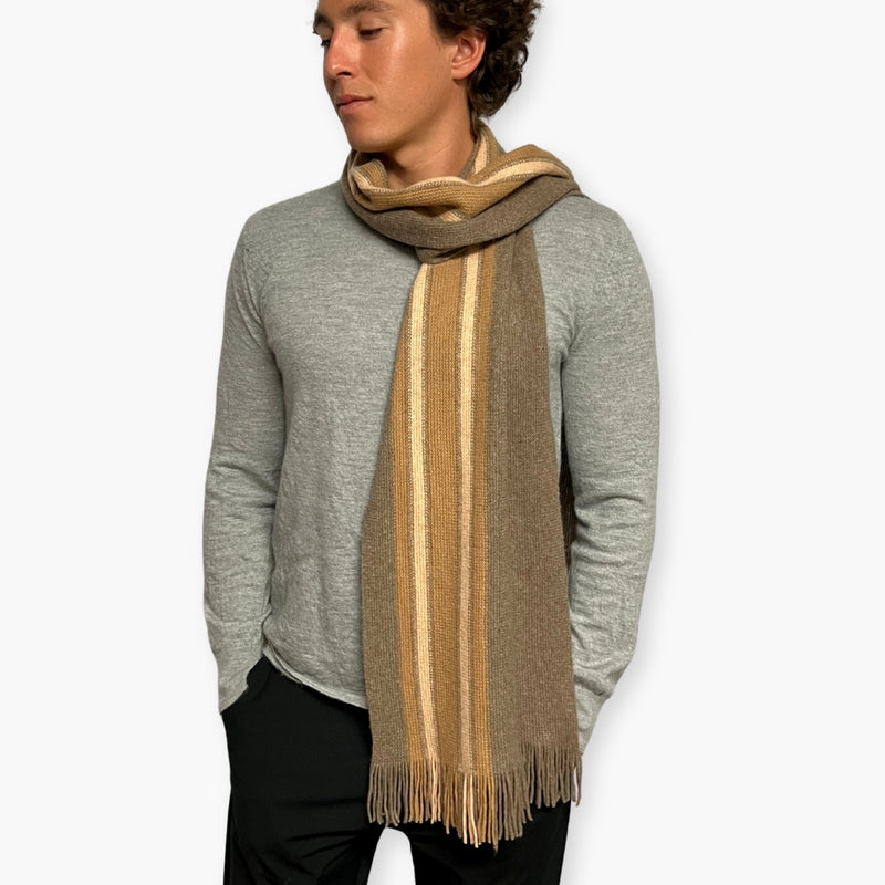 Humble Hilo Lambs Wool Scarf, Long Woven Stripes