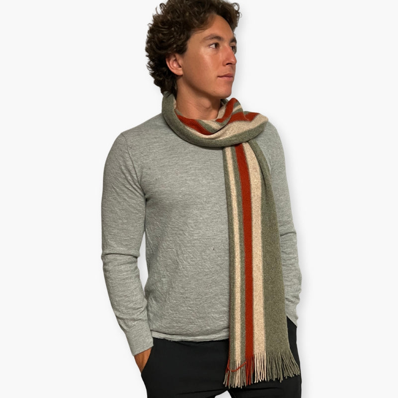 Humble Hilo Lambs Wool Scarf, Long Woven Stripes