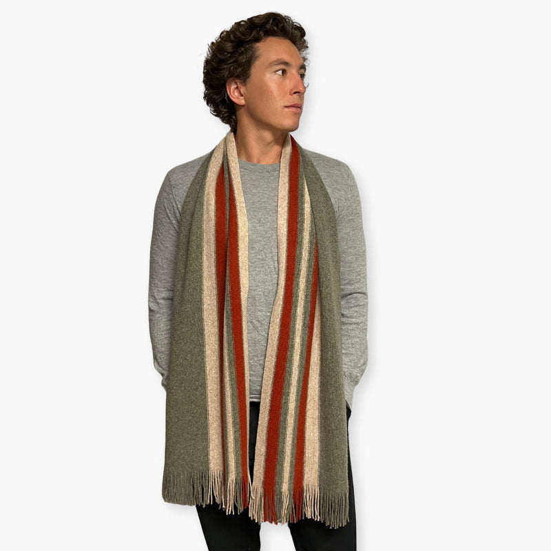 Humble Hilo Lambs Wool Scarf, Long Woven Stripes