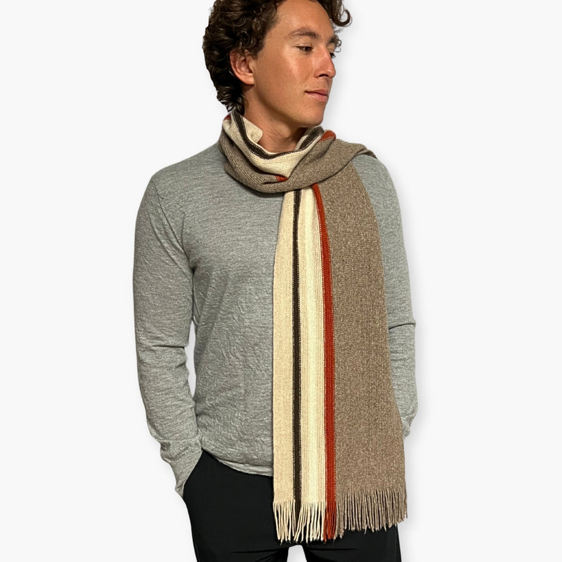 Humble Hilo Lambs Wool Scarf, Long Woven Stripes
