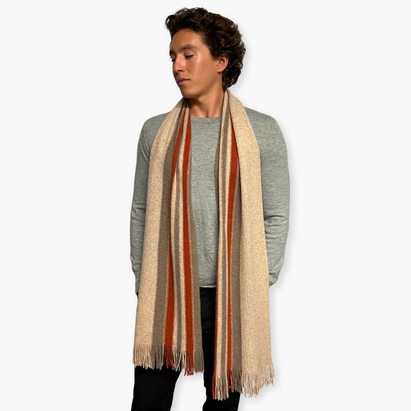Humble Hilo Lambs Wool Scarf, Long Woven Stripes