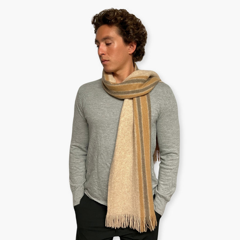 Humble Hilo Lambs Wool Scarf, Long Woven Stripes