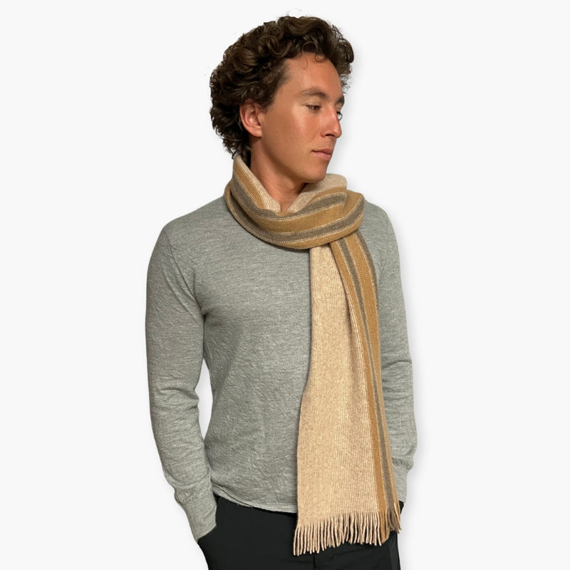 Humble Hilo Lambs Wool Scarf, Long Woven Stripes