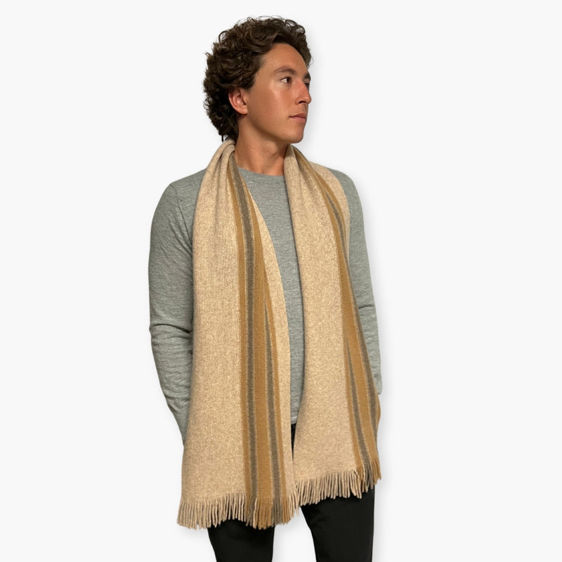 Humble Hilo Lambs Wool Scarf, Long Woven Stripes