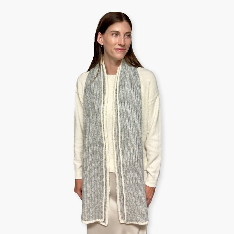 Humble Hilo Knitted Soft Scarf, Fine Knitted with White Trim