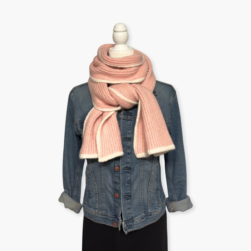 Humble Hilo Knitted Soft Scarf, Fine Knitted with White Trim