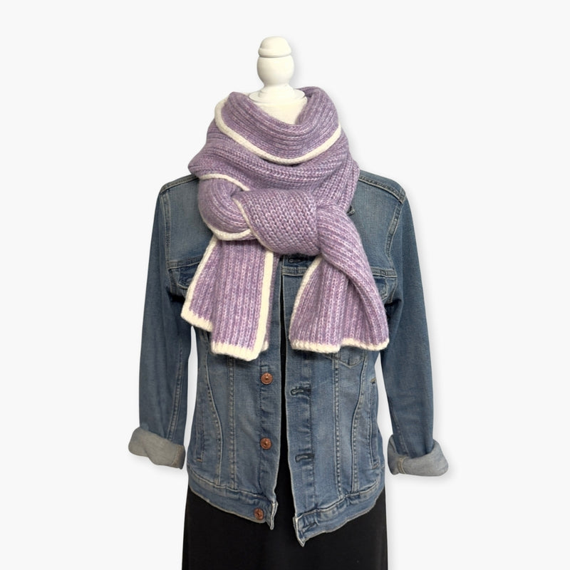 Humble Hilo Knitted Soft Scarf, Fine Knitted with White Trim