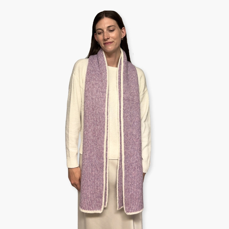 Humble Hilo Knitted Soft Scarf, Fine Knitted with White Trim