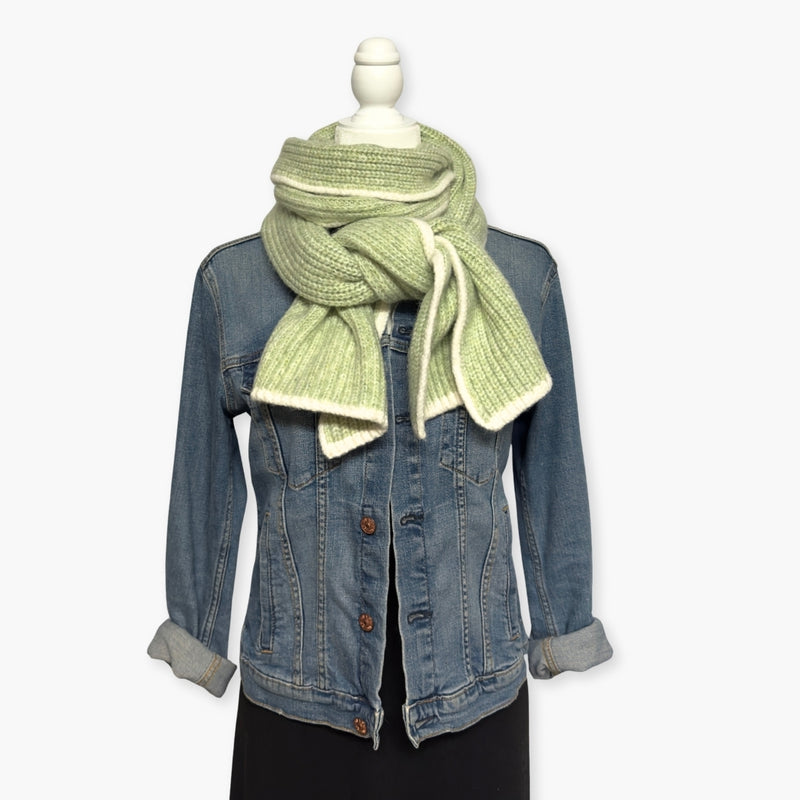 Humble Hilo Knitted Soft Scarf, Fine Knitted with White Trim