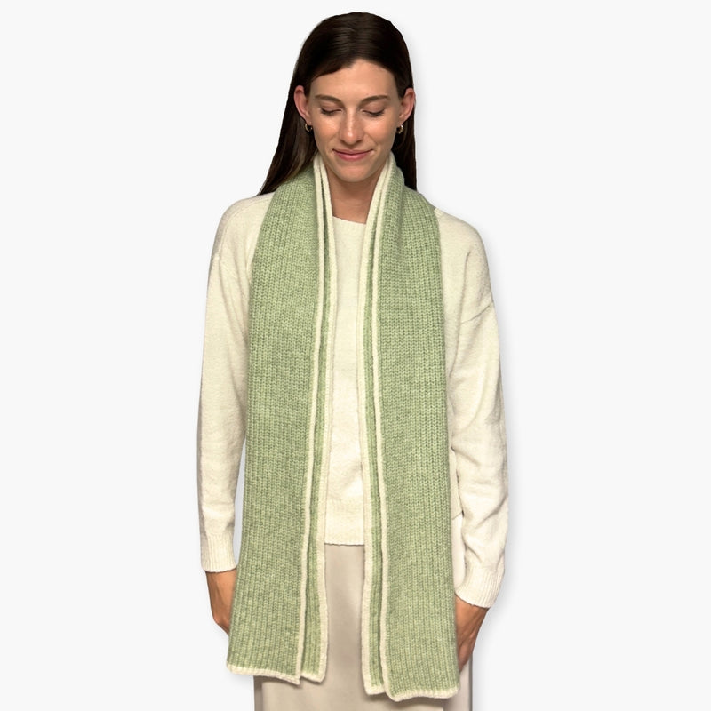 Humble Hilo Knitted Soft Scarf, Fine Knitted with White Trim