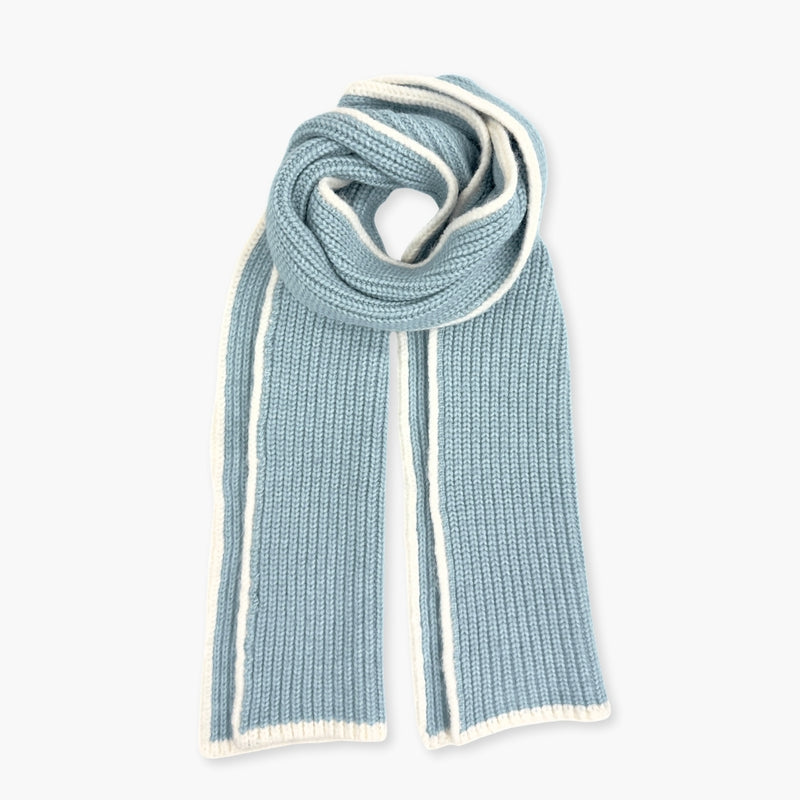 Humble Hilo Knitted Soft Scarf, Fine Knitted with White Trim