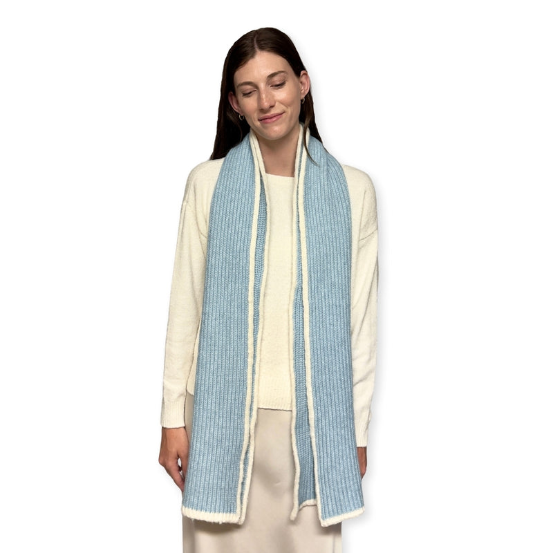 Humble Hilo Knitted Soft Scarf, Fine Knitted with White Trim