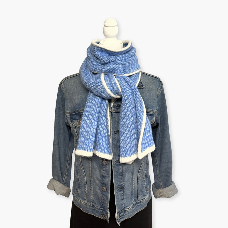 Humble Hilo Knitted Soft Scarf, Fine Knitted with White Trim