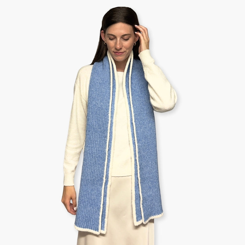 Humble Hilo Knitted Soft Scarf, Fine Knitted with White Trim