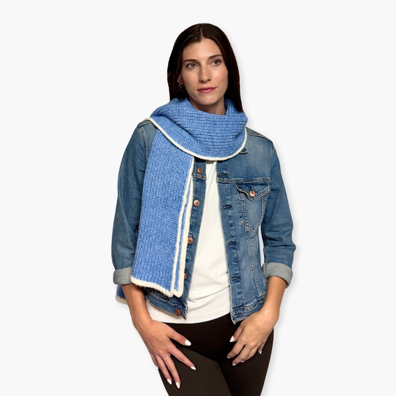 Humble Hilo Knitted Soft Scarf, Fine Knitted with White Trim