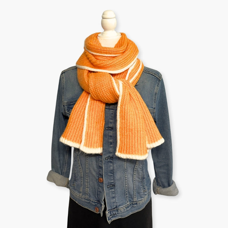 Humble Hilo Knitted Soft Scarf, Fine Knitted with White Trim