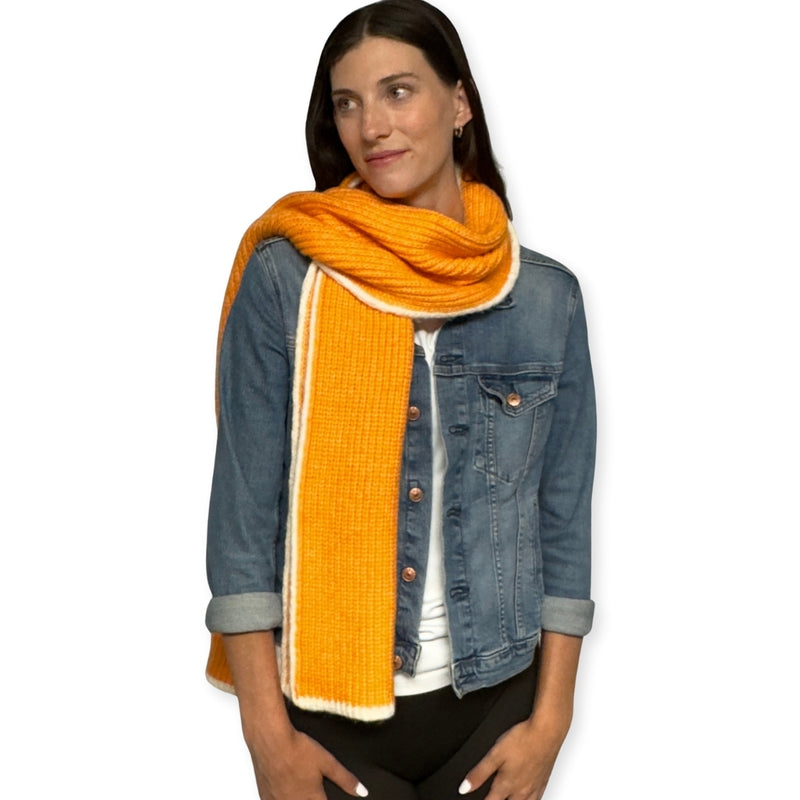 Humble Hilo Knitted Soft Scarf, Fine Knitted with White Trim