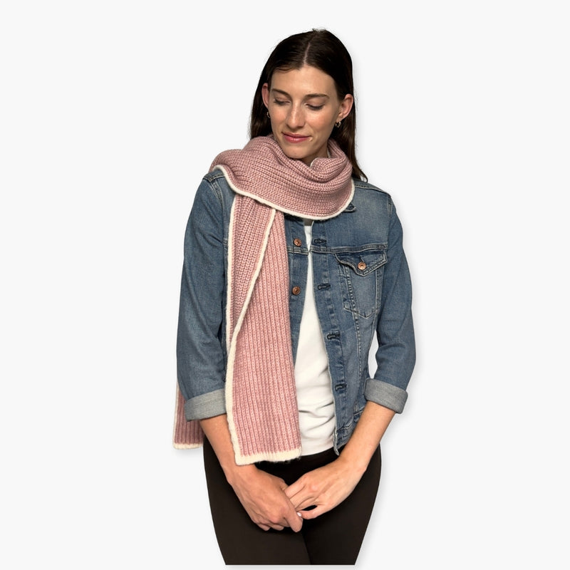 Humble Hilo Knitted Soft Scarf, Fine Knitted with White Trim