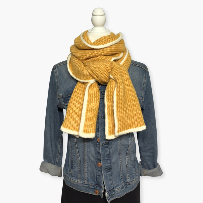Humble Hilo Knitted Soft Scarf, Fine Knitted with White Trim