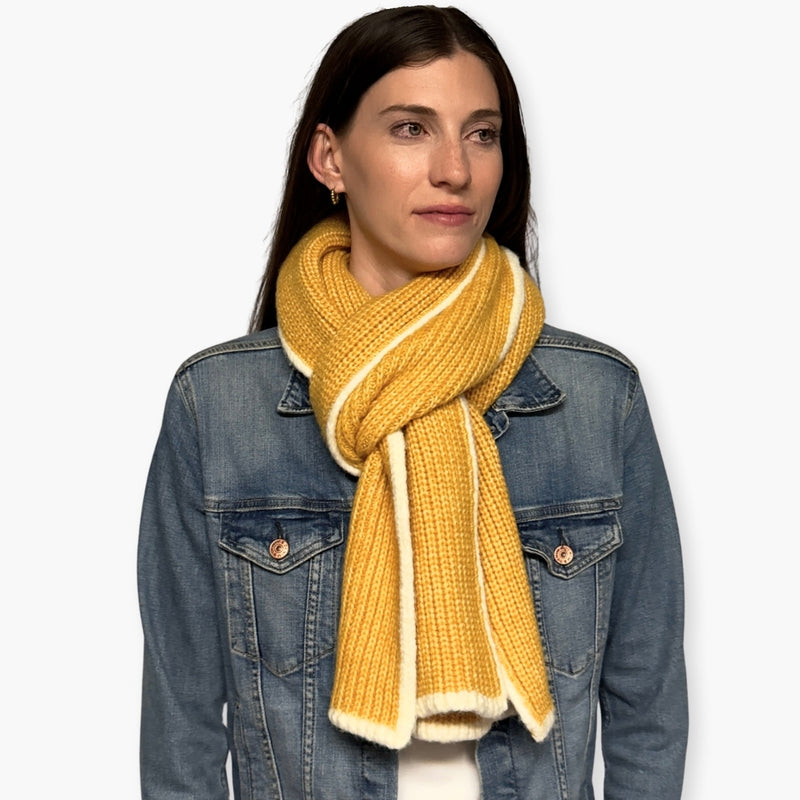 Humble Hilo Knitted Soft Scarf, Fine Knitted with White Trim