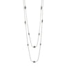 Humble Hilo Double Strand silver long necklace, Round and Oval Beads