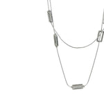 Humble Hilo Double Strand silver long necklace, Rectangles