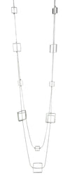 Humble Hilo Double Strand silver long necklace, Double Square