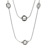 Humble Hilo Double Strand silver long necklace, Small Circles