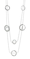 Humble Hilo Double Strand silver long necklace, Double Circles
