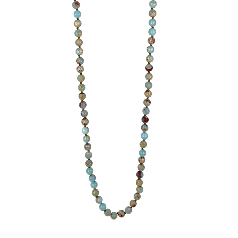 Humble Hilo Single Strand long necklace, Multi-color Blue Stones