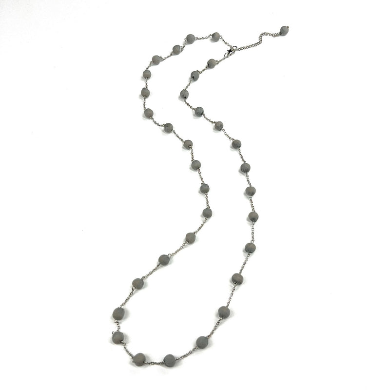 Humble Hilo Sari Jewelry, Spaced Textile Bead Necklace on Chain