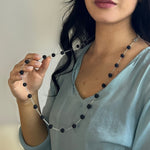 Humble Hilo Sari Jewelry, Spaced Textile Bead Necklace on Chain