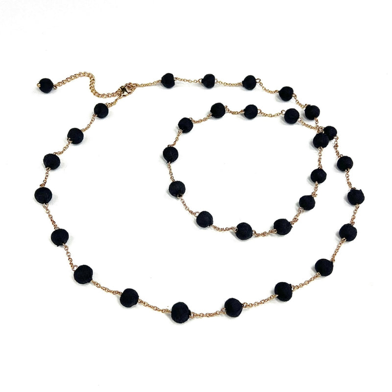 Humble Hilo Sari Jewelry, Spaced Textile Bead Necklace on Chain