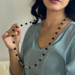 Humble Hilo Sari Jewelry, Spaced Textile Bead Necklace on Chain